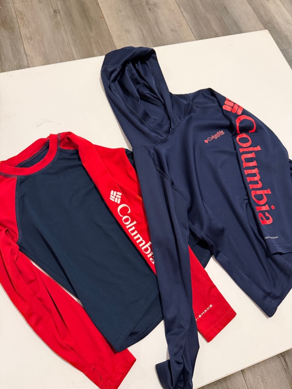 Columbia Navy & Red Long Sleeve Kids Swim Tops Set